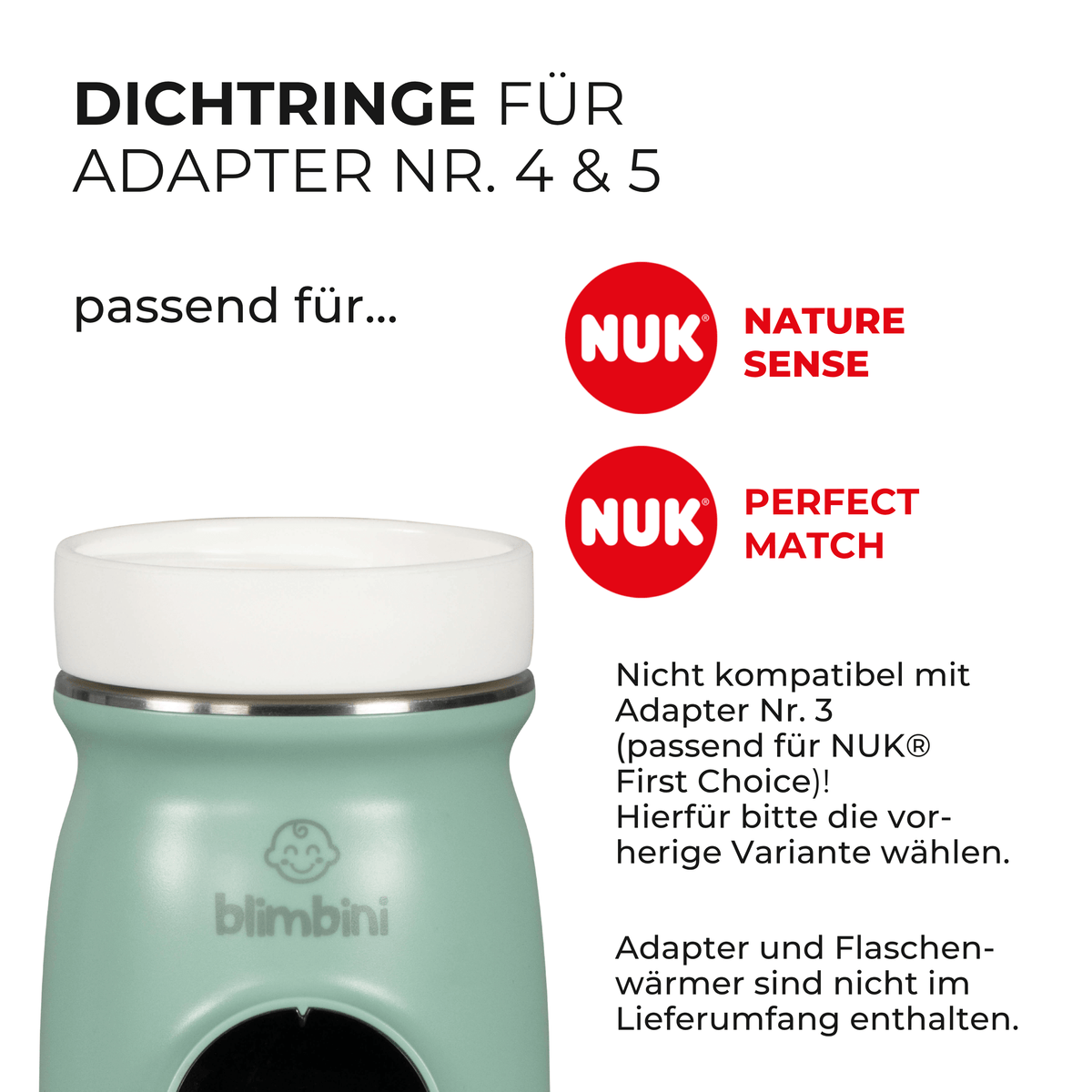 Dichtringe für Adapter Nr. 4 (passend für NUK® Nature Sense & Perfect Match | 3er-Pack)